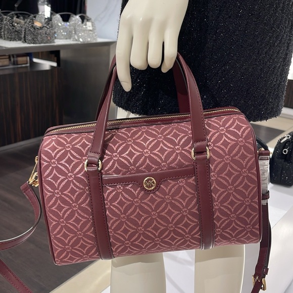 MICHAEL KORS JST TRAVEL MEDIUM DUFFLE SATCHEL SHOULDER CROSSBODY BAG MK OXBLOOD - Picture 11 of 16